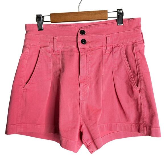 Veronica Beard Jaylen Pleated Denim Shorts Pink Sherbet Size 27 - Picture 5 of 7
